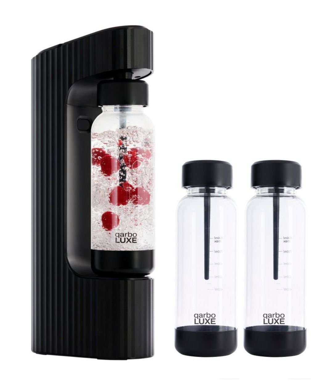 qarbo LUXE Sparkling Water and Beverage Maker with 2 Extra Bottles