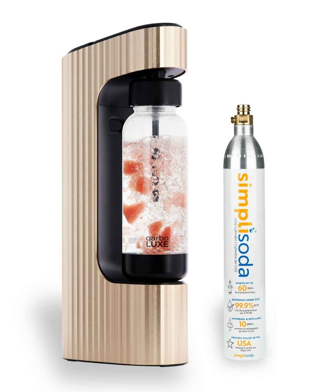 qarbo LUXE Sparkling Water and Beverage Maker including CO2 Cylinder