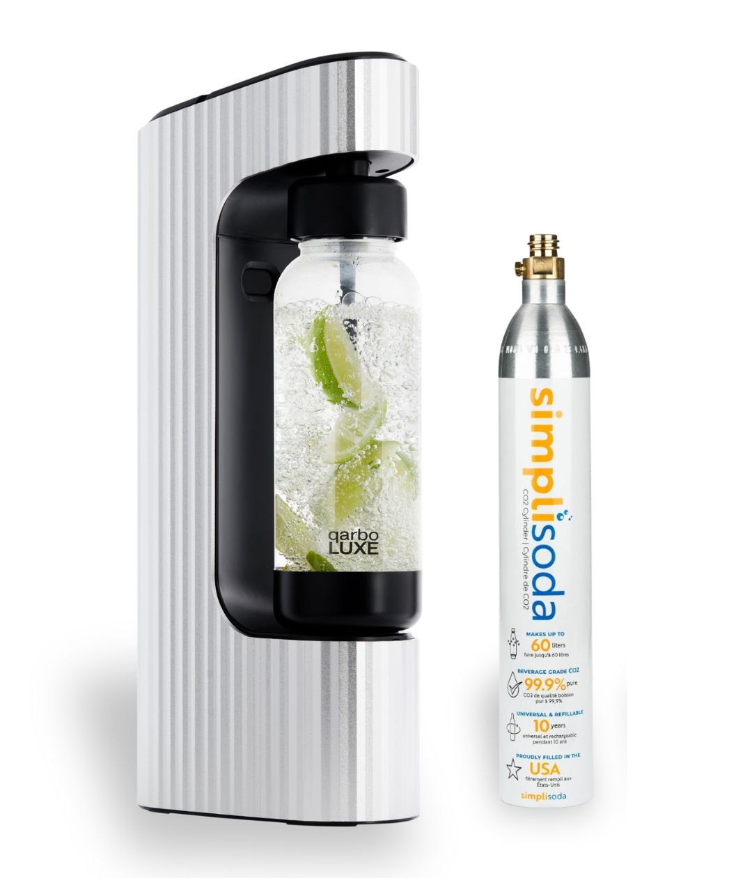 qarbo LUXE Sparkling Water and Beverage Maker including CO2 Cylinder