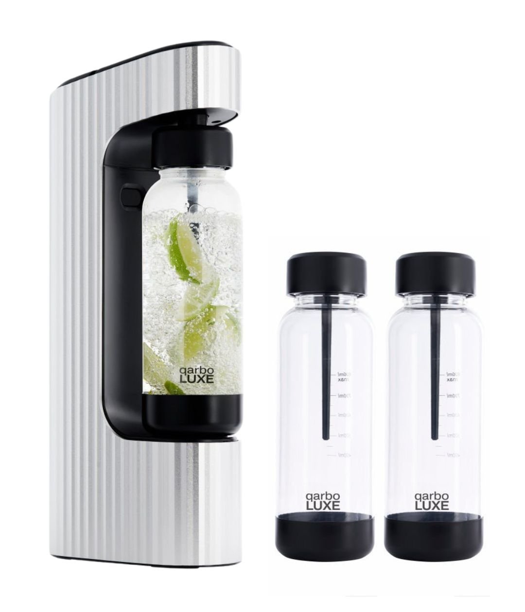 qarbo LUXE Sparkling Water and Beverage Maker with 2 Extra Bottles