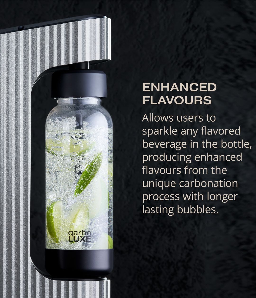 qarbo LUXE Sparkling Water and Beverage Maker with 2 Extra Bottles